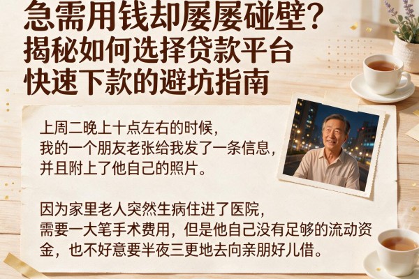急需用钱却屡屡碰壁？揭秘如何选择贷款平台快速下款的避坑指南