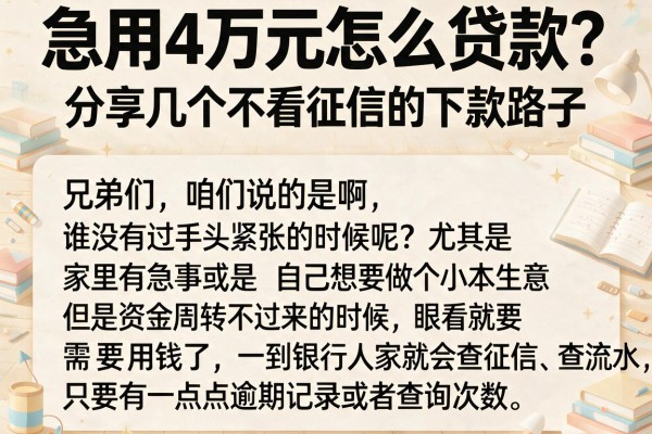 急用4万元怎么贷款？分享几个不看征信的下款路子