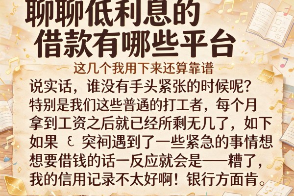 聊聊低利息的借款有哪些平台，这几个我用下来还算靠谱