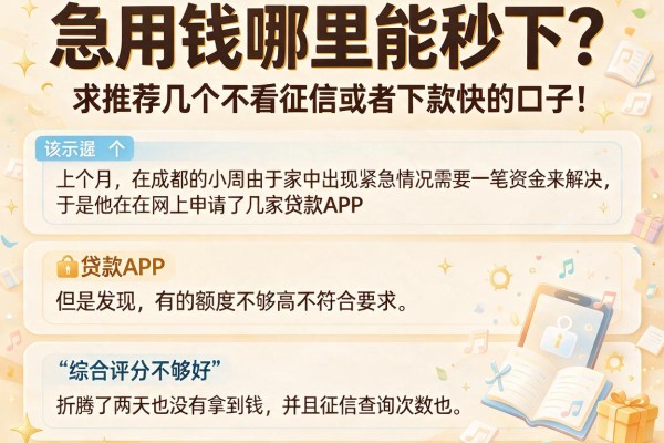 急用钱哪里能秒下？求推荐几个不看征信或者下款快的口子！