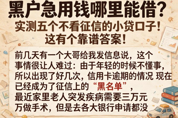 黑户急用钱哪里能借？实测五个不看征信的小贷口子，这有个靠谱答案！