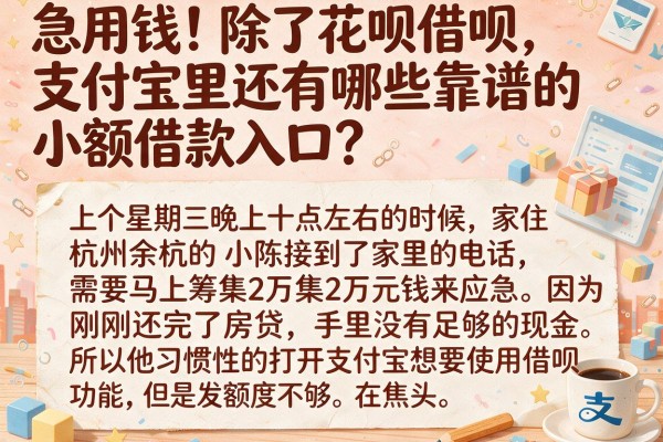 急用钱!除了花呗借呗,支付宝里还有哪些靠谱的小额借款入口?