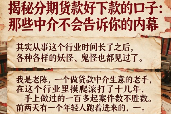 揭秘分期货款好下款的口子：那些中介不会告诉你的内幕