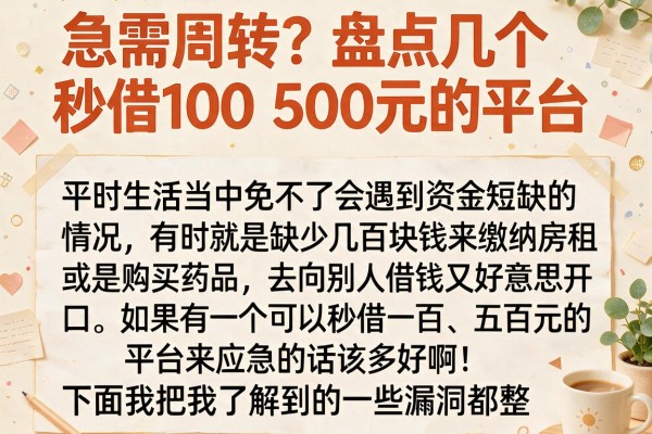 急需周转？盘点几个秒借100 500元的平台