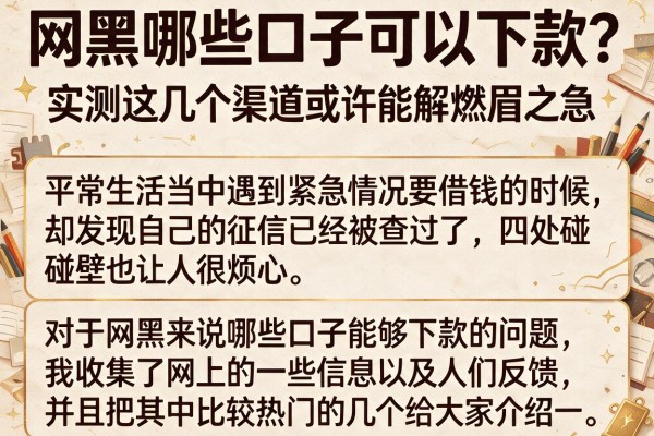 网黑哪些口子可以下款？实测这几个渠道或许能解燃眉之急