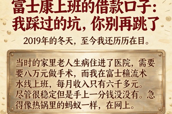 富士康上班的借款口子：我踩过的坑，你别再跳了
