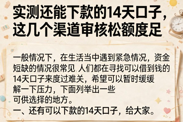 实测还能下款的14天口子，这几个渠道审核松额度足