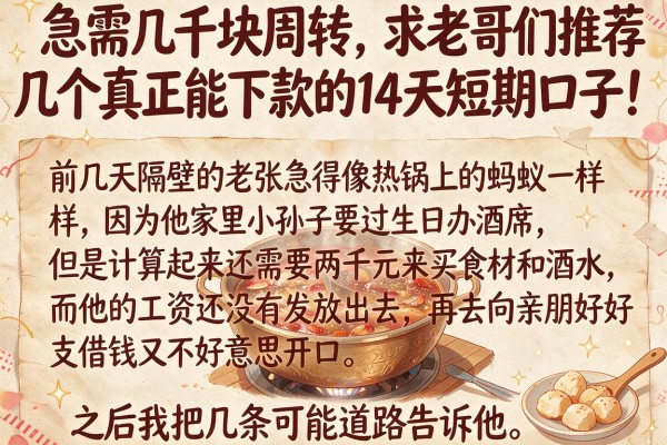 急需几千块周转，求老哥们推荐几个真正能下款的14天短期口子！