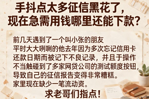 手抖点太多征信黑花了，现在急需用钱哪里还能下款？求老哥们指点！