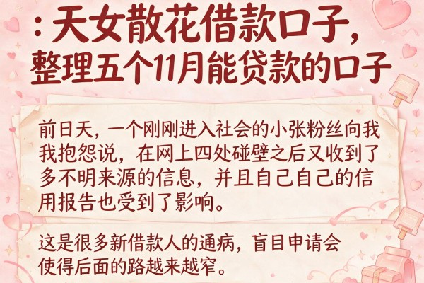 天女散花借款口子，整理五个11月能贷款的口子