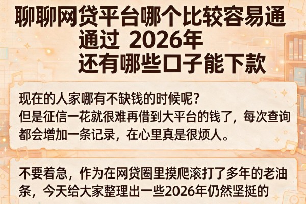 聊聊网贷平台哪个比较容易通过2026年还有哪些口子能下款