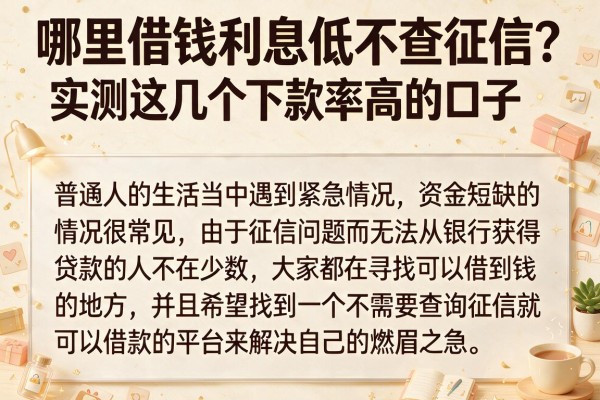 哪里借钱利息低不查征信？实测这几个下款率高的口子