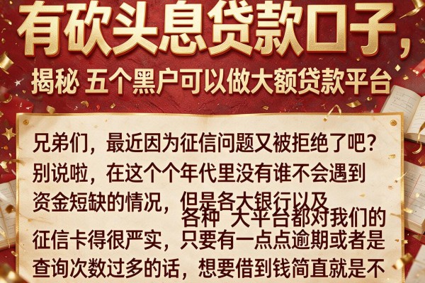 有砍头息贷款口子,揭秘五个黑户可以做大额贷款平台