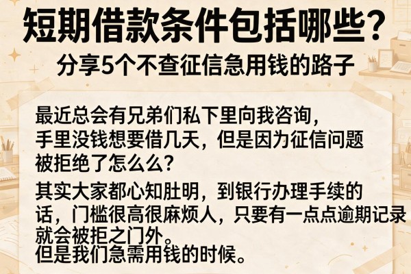短期借款条件包括哪些？分享5个不查征信急用钱的路子