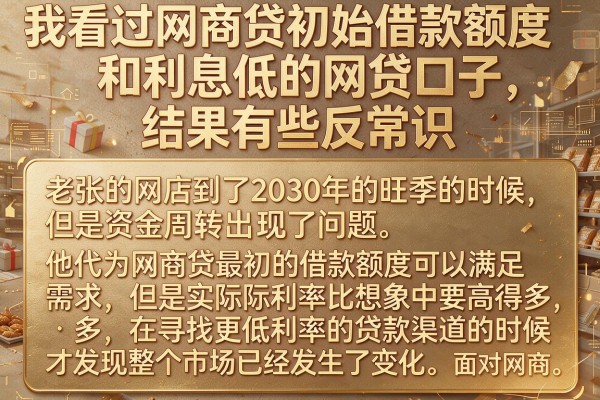 我看过网商贷初始借款额度和利息低的网贷口子，结果有些反常识