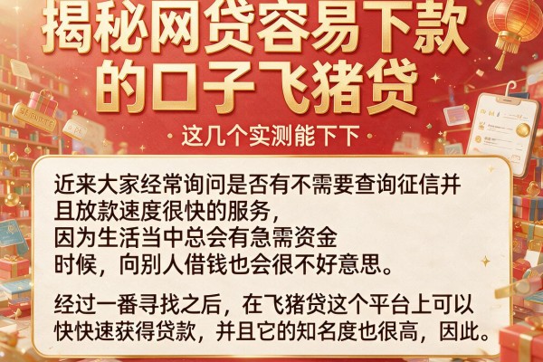 揭秘网贷容易下款的口子飞猪贷，这几个实测能下