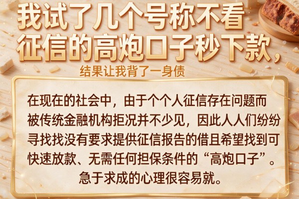 我试了几个号称不看征信的高炮口子秒下款,结果让我背了一身债