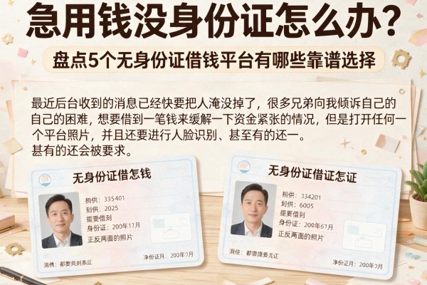 急用钱没身份证怎么办？盘点5个无身份证借钱平台有哪些靠谱选择