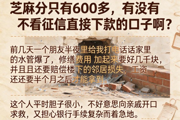 芝麻分只有600多，有没有不看征信直接下款的口子啊？