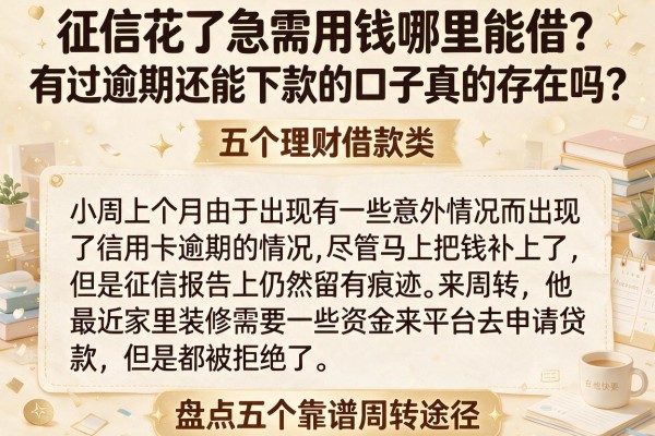 征信花了急需用钱哪里能借？有过逾期还能下款的口子真的存在吗？盘点五个靠谱周转途径