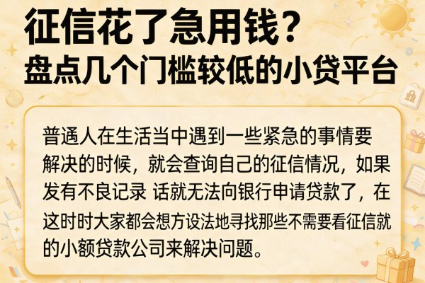 征信花了急用钱？盘点几个门槛较低的小贷平台