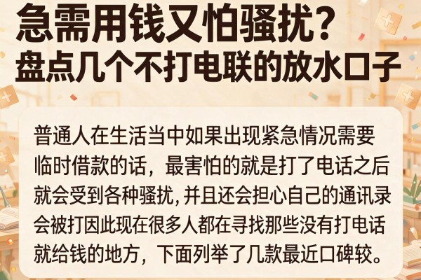 急需用钱又怕骚扰？盘点几个不打电联的放水口子