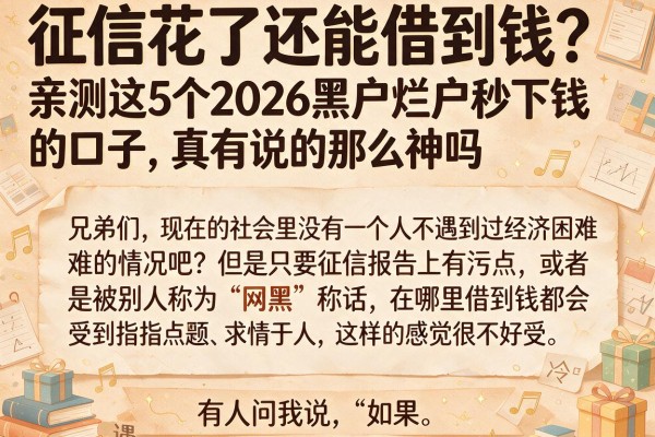 征信花了还能借到钱？亲测这5个2026黑户烂户秒下钱的口子，真有说的那么神吗