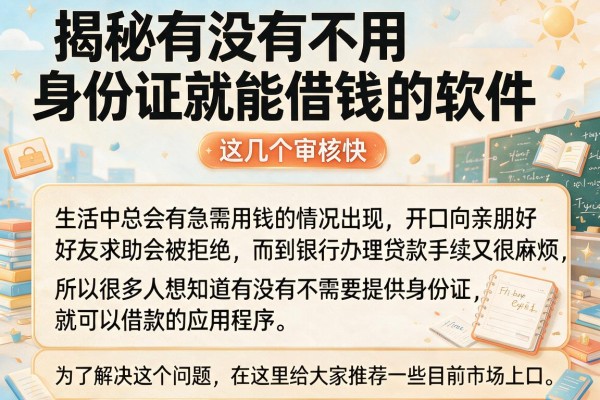 揭秘有没有不用身份证就能借钱的软件，这几个审核快
