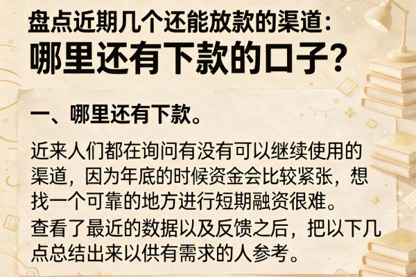 哪里还有下款的口子？盘点近期几个还能放款的渠道