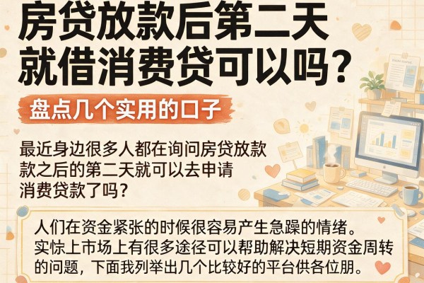 房贷放款后第二天就借消费贷可以吗？盘点几个实用的口子