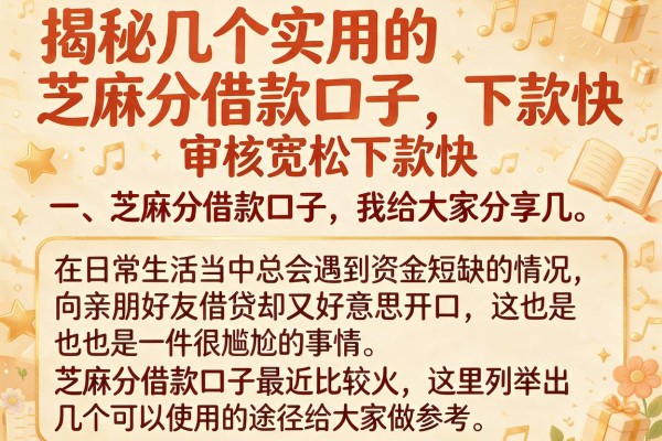 揭秘几个实用的芝麻分借款口子，审核宽松下款快