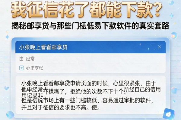 我征信花了都能下款？揭秘邮享贷与那些门槛低易下款软件的真实套路