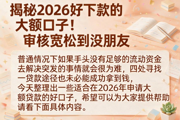 揭秘2026好下款的大额口子，审核宽松到没朋友