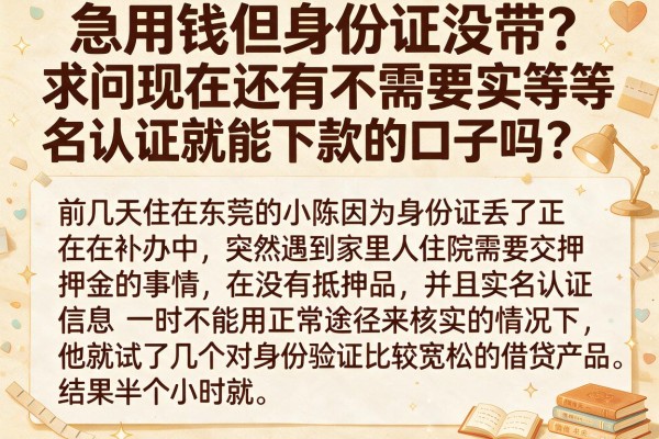 急用钱但身份证没带？求问现在还有不需要实名认证就能下款的口子吗？