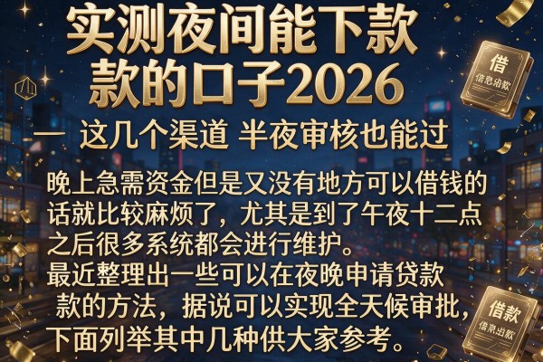 实测夜间能下款的口子2026,这几个渠道半夜审核也能过