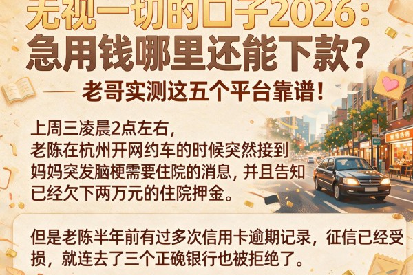无视一切的口子2026：急用钱哪里还能下款？老哥实测这五个平台靠谱！