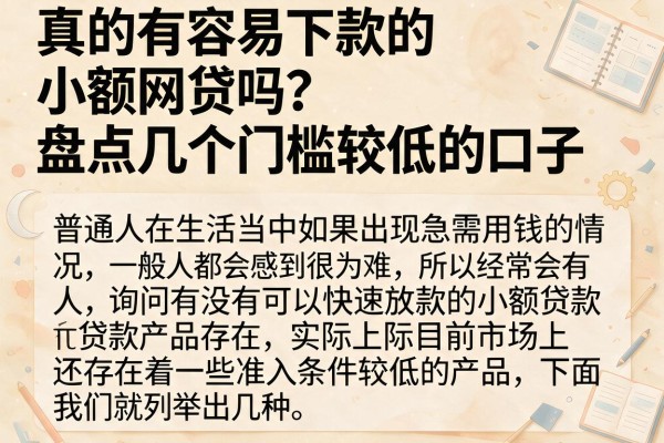 真的有容易下款的小额网贷吗？盘点几个门槛较低的口子