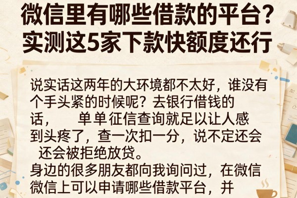 微信里有哪些借款的平台？实测这5家下款快额度还行