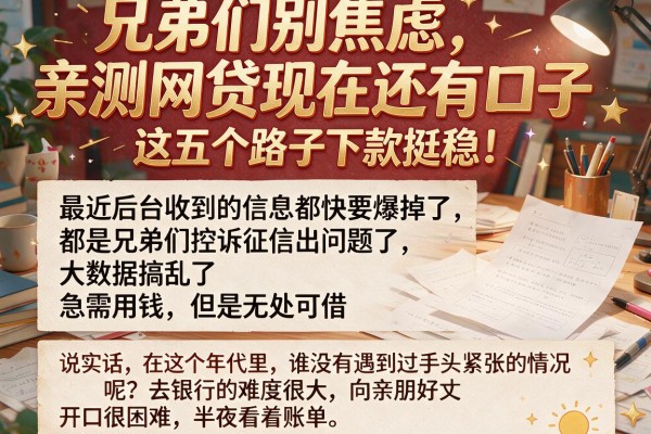 兄弟们别焦虑,亲测网贷现在还有口子,这五个路子下款挺稳