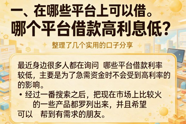 哪个平台借款高利息低？整理了几个实用的口子分享
