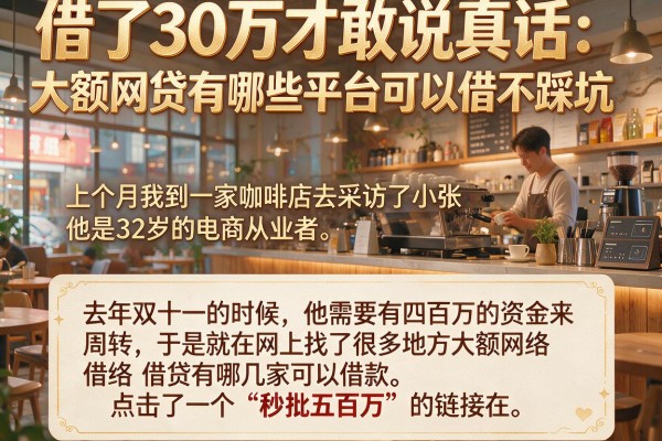 借了30万才敢说真话：大额网贷有哪些平台可以借不踩坑