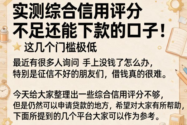 实测综合信用评分不足还能下款的口子，这几个门槛极低