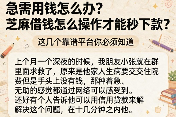 急需用钱怎么办？芝麻借钱怎么操作才能秒下款？这几个靠谱平台你必须知道