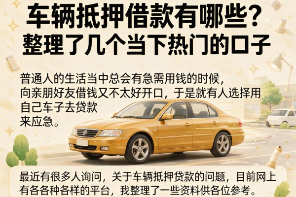车辆抵押借款有哪些?整理了几个当下热门的口子