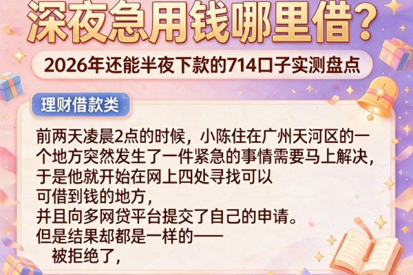 深夜急用钱哪里借？2026年还能半夜下款的714口子实测盘点