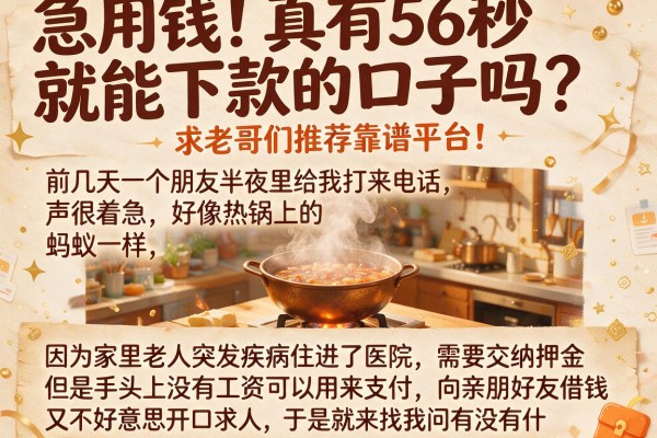 急用钱！真有56秒就能下款的口子吗？求老哥们推荐靠谱平台！