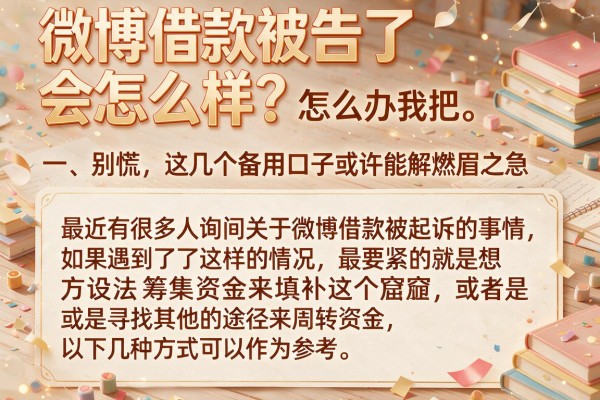 微博借款被告了会怎么样？别慌，这几个备用口子或许能解燃眉之急