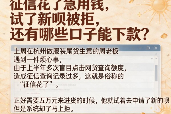 征信花了急用钱，试了新呗被拒，还有哪些口子能下款？
