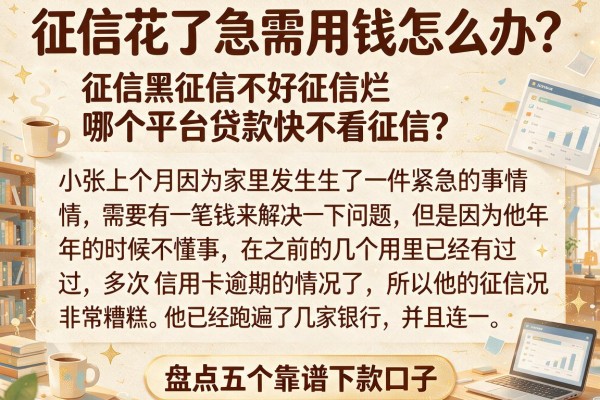 征信花了急需用钱怎么办？征信黑征信不好征信烂哪个平台贷款快不看征信？盘点五个靠谱下款口子