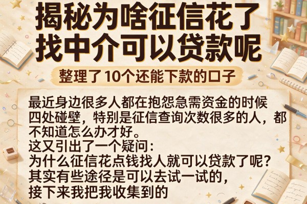 揭秘为啥征信花了找中介可以贷款呢，整理了10个还能下款的口子